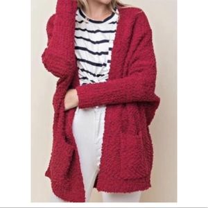 Burgundy popcorn cardigan